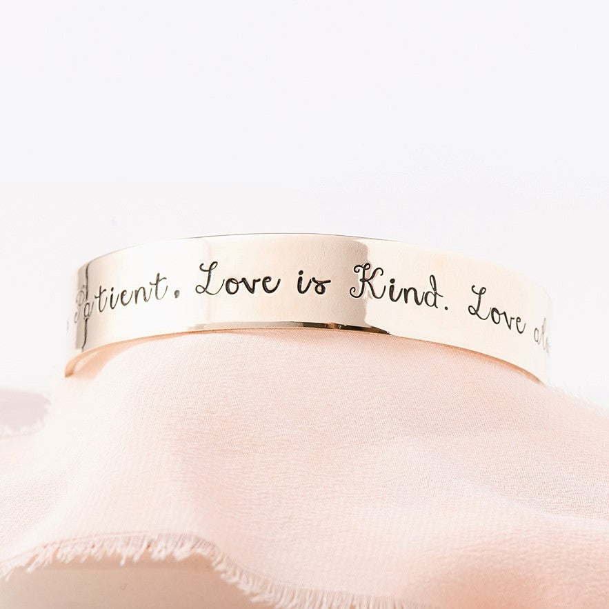 Gold Brass Custom Engraved Personalized Cuff Bracelet | 1/2" Wide