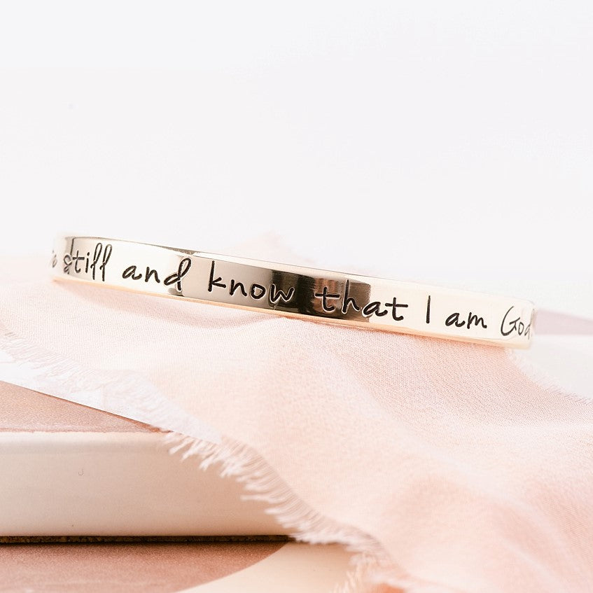 Gold Brass Custom Engraved Personalized Cuff Bracelet | 1/4" Wide