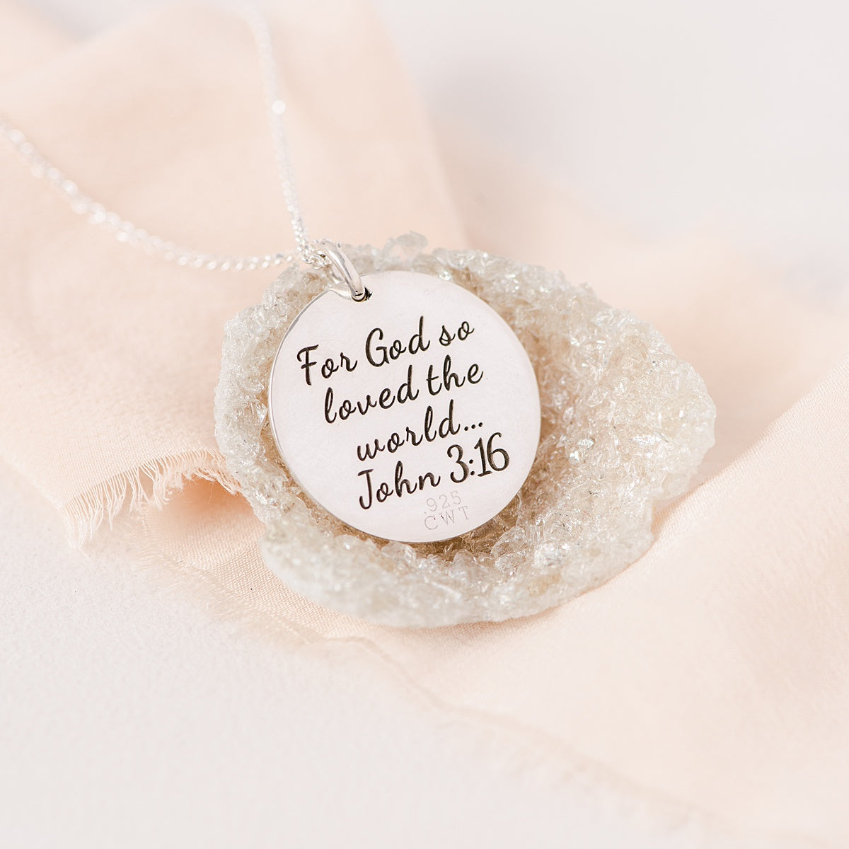 Sterling Silver Love Crown Pendant Necklace | John 3:16