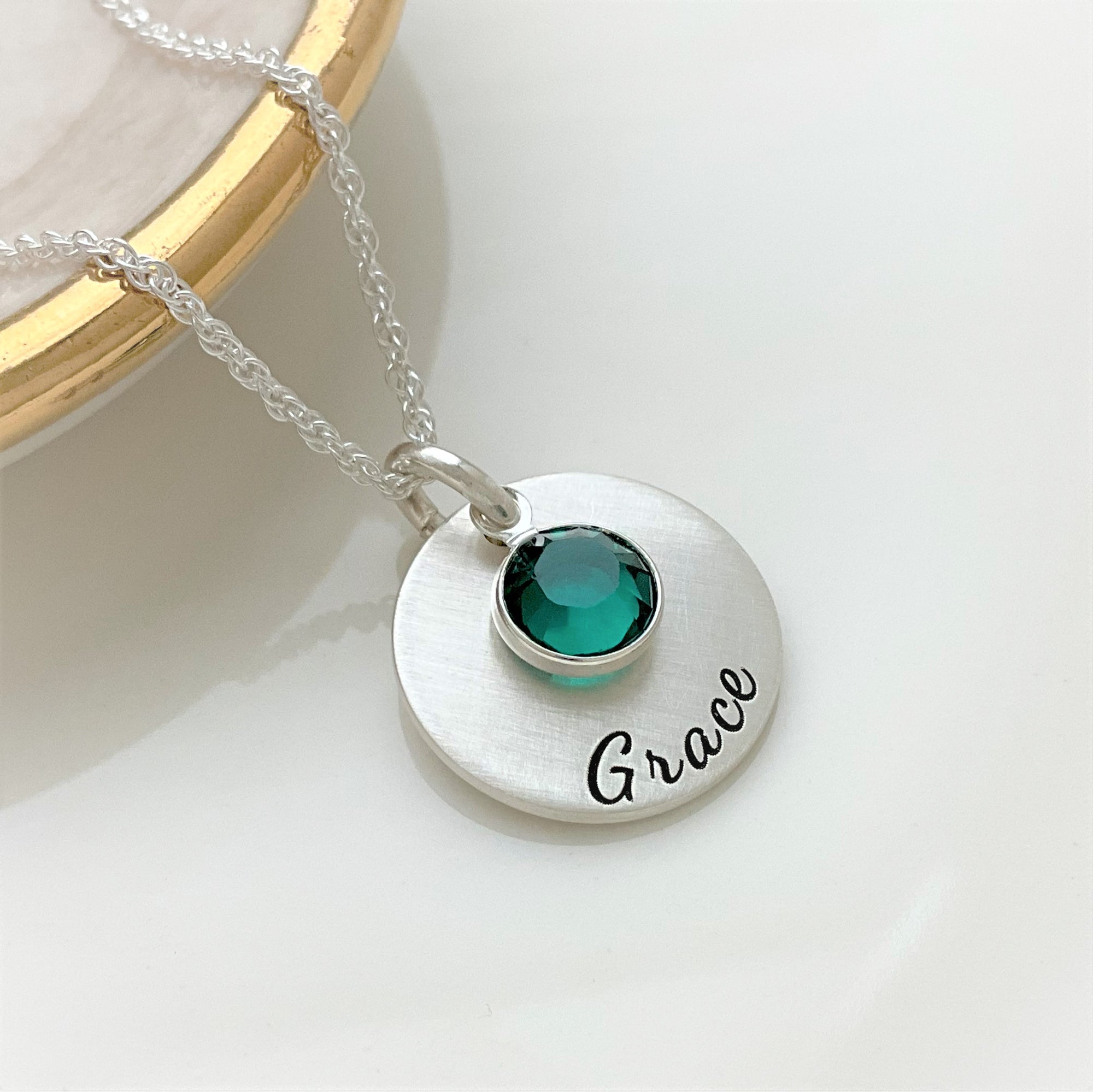 Custom Engraved Sterling Silver Charm Necklace | Personalized Disc Pendant