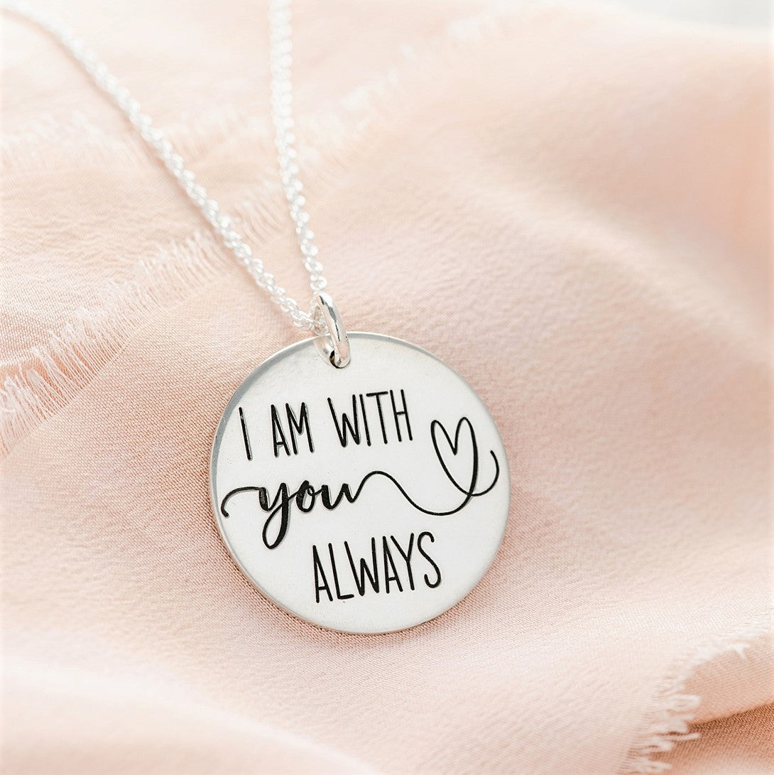 Sterling Silver I Am With You Always Pendant Necklace | Matthew 28:20