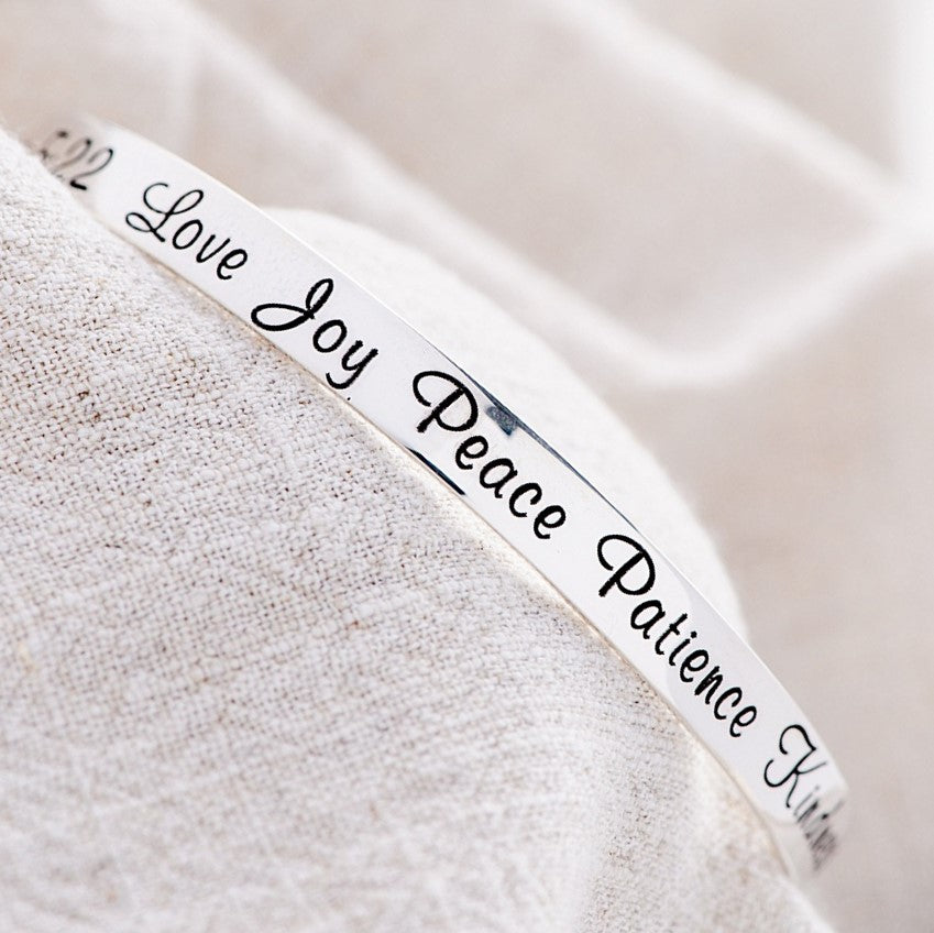Galatians 5:22 Sterling Silver Bangle Bracelet | Fruit of the Spirit
