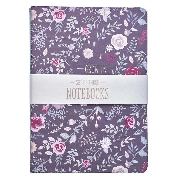 Grow in Grace, Live in Faith, Walk in Love Notebook Set | 3 Softcover Designs
