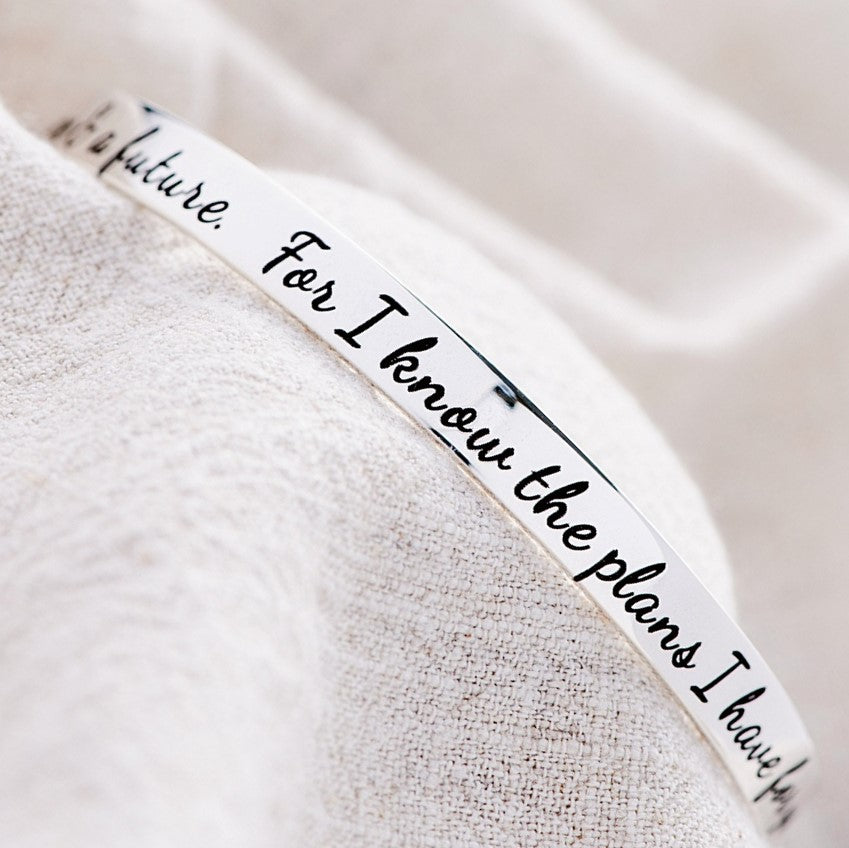 Jeremiah 29:11 Sterling Silver Bangle Bracelet | For I Know the Plans I Have for You