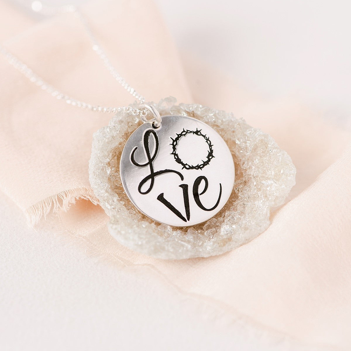 Sterling Silver Love Crown Pendant Necklace | John 3:16