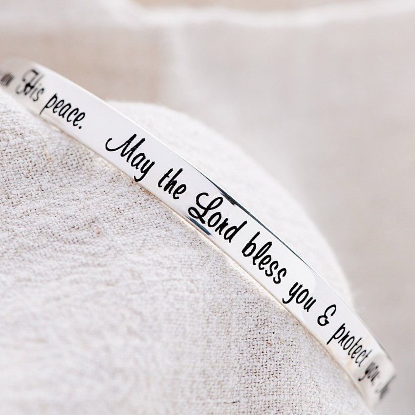 Numbers 6:24-26 Sterling Silver Bangle Bracelet | May the Lord Bless You