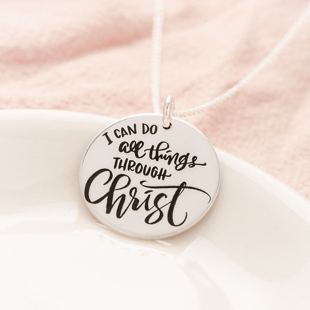 Sterling Silver Philippians 4:13 Pendant Necklace | I Can Do All Things Through Christ