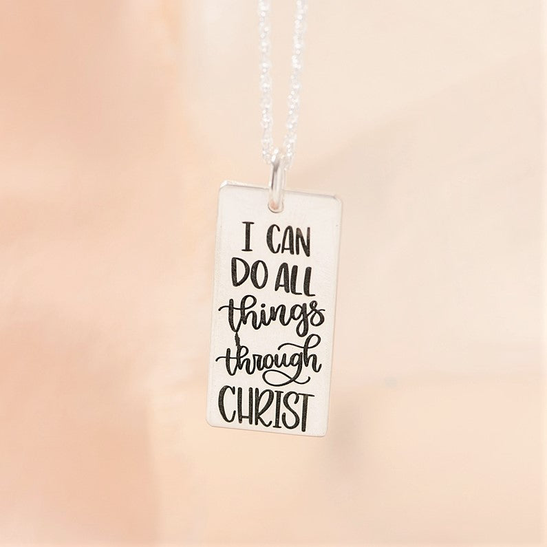 Sterling Silver I Can Do All Things Through Christ Pendant Necklace | Philippians 4:13