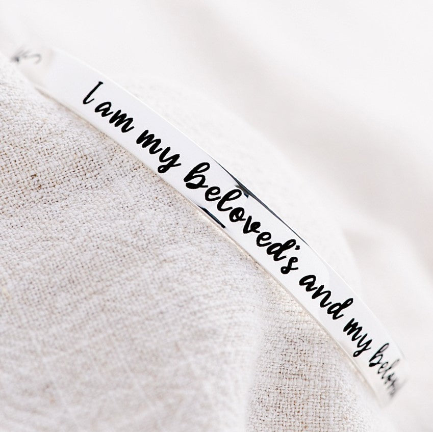 Song of Solomon 6:3 Sterling Silver Bangle Bracelet | I am My Beloved's