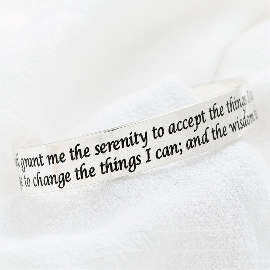 Serenity Prayer Engraved Cuff Bracelet | Sterling Silver or 14k Gold