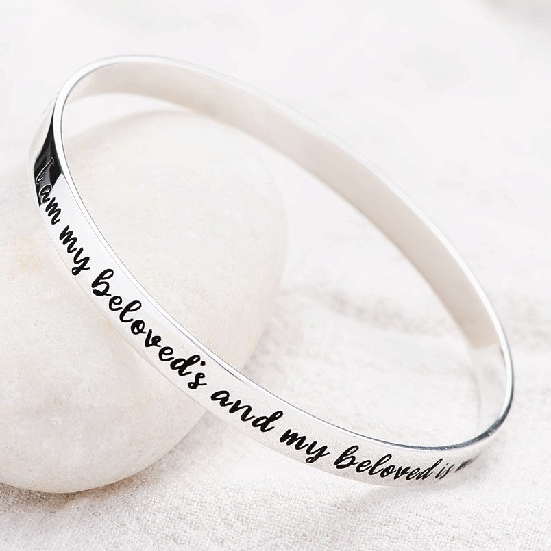Song of Solomon 6:3 Sterling Silver Bangle Bracelet | I am My Beloved's