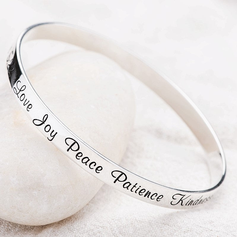 Galatians 5:22 Sterling Silver Bangle Bracelet | Fruit of the Spirit