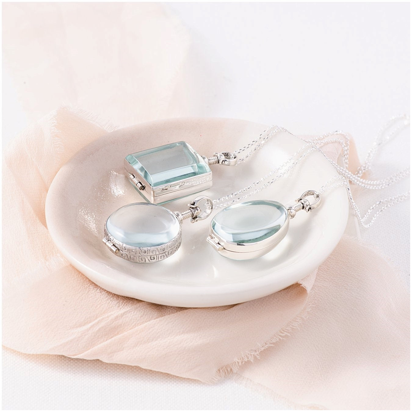 Sterling Silver Vintage Glass Locket | Multiple Shapes Available