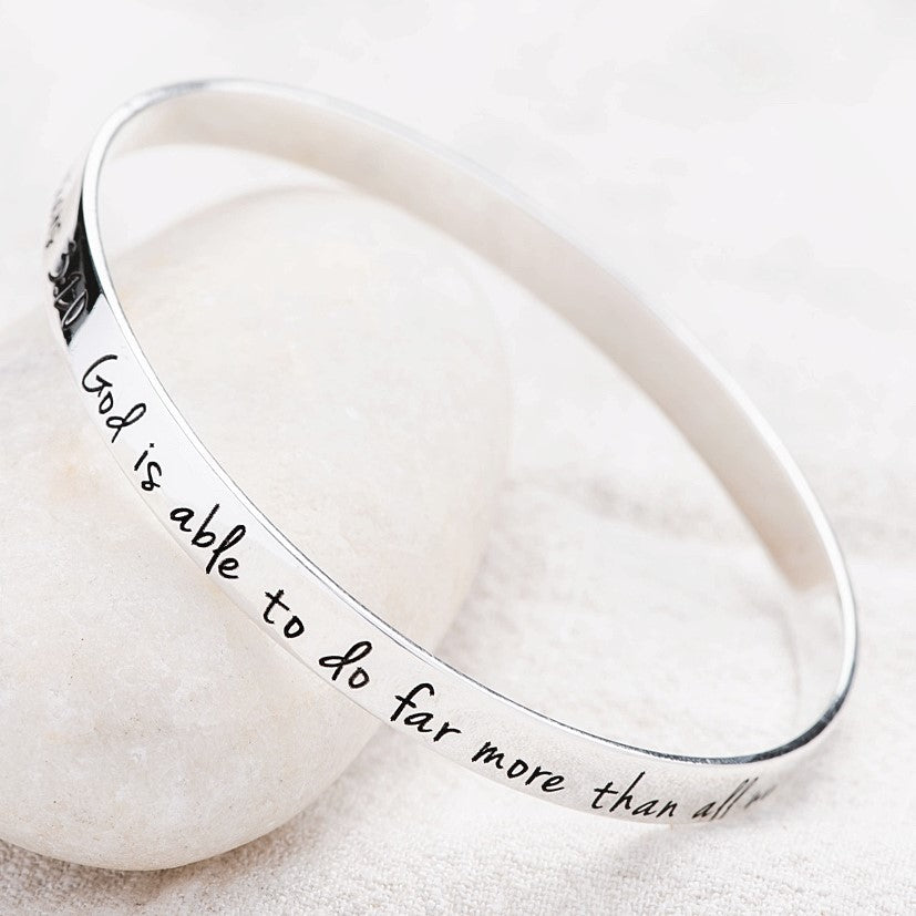 Ephesians 3:20 Sterling Silver Bangle Bracelet | God is Able