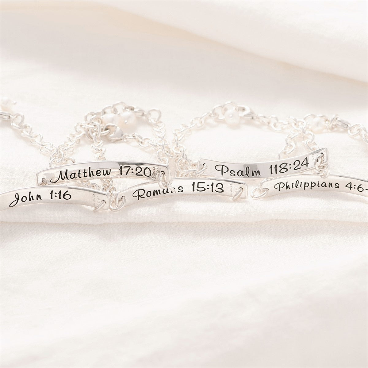 Sterling Silver Engraved Scripture Verse ID Bracelet | Custom Engraving Available