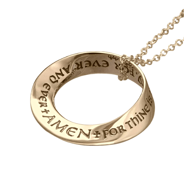 14k Gold Lord's Prayer Doxology Mobius Twist Necklace | Matthew 6:13