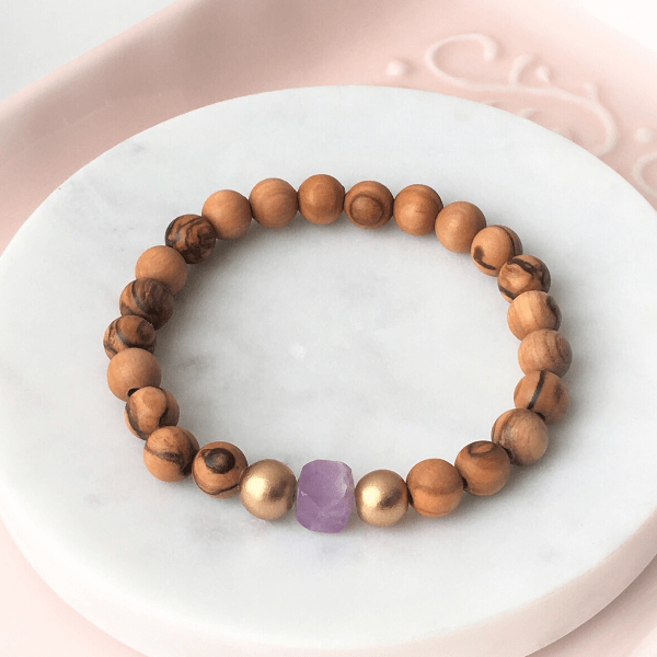 Holy Land Olive Wood Beaded Bracelet | Stacking Stones