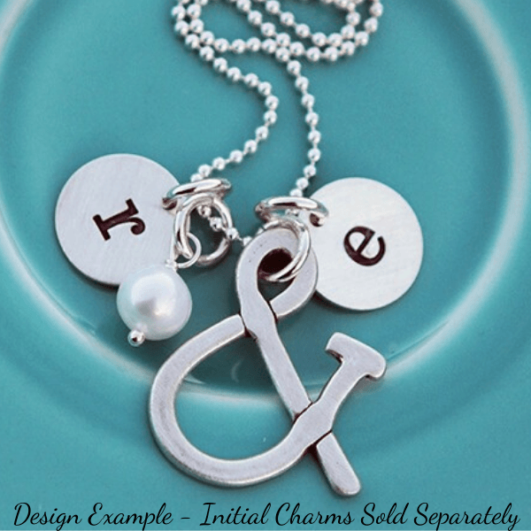 Ampersand & Freshwater Pearl Charm Necklace | Custom Initials Available a-la-carte