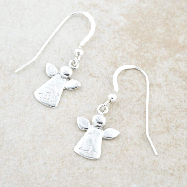 Sterling Silver Guardian Angel Earrings | Psalm 91:11