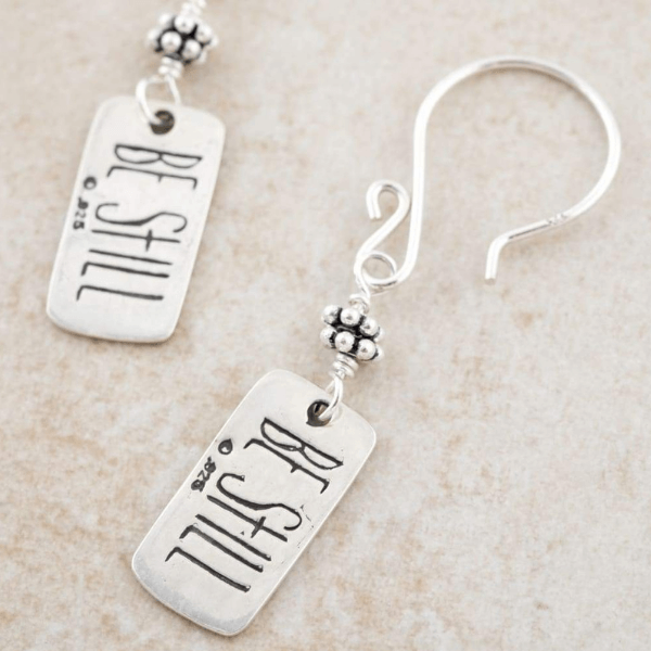 Sterling Silver Be Still Earrings | Psalm 46:10
