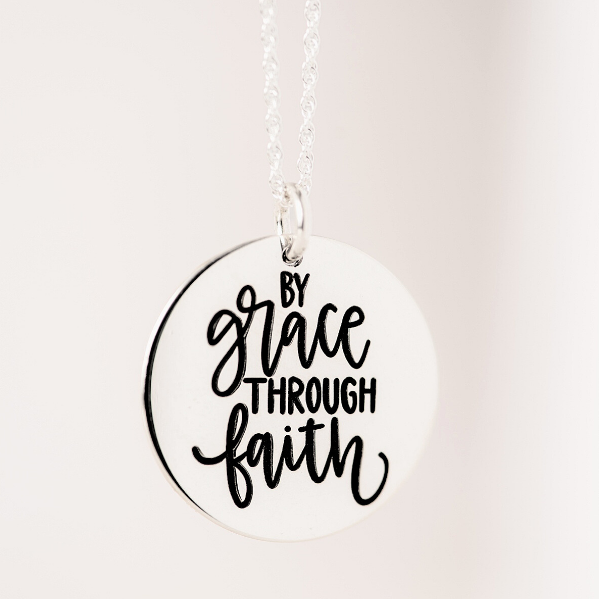 Sterling Silver By Grace Through Faith Pendant Necklace | Ephesians 2:8-9