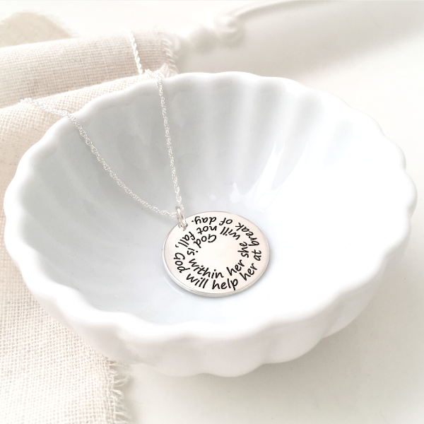 Custom Engraved Sterling Silver Spiral Pendant Necklace | Personalized Disc Pendant