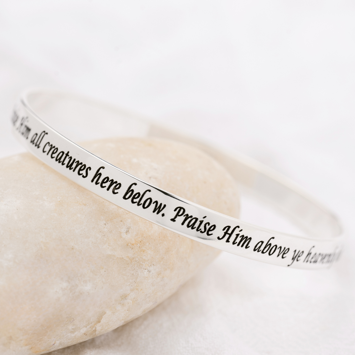 Doxology Sterling Silver Bangle Bracelet | Praise God From Whom All Blessings Flow