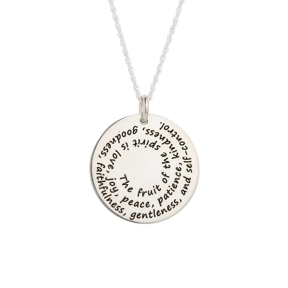 Sterling Silver Spiral Pendant Necklace | Fruit of the Spirit | Galatians 5:22