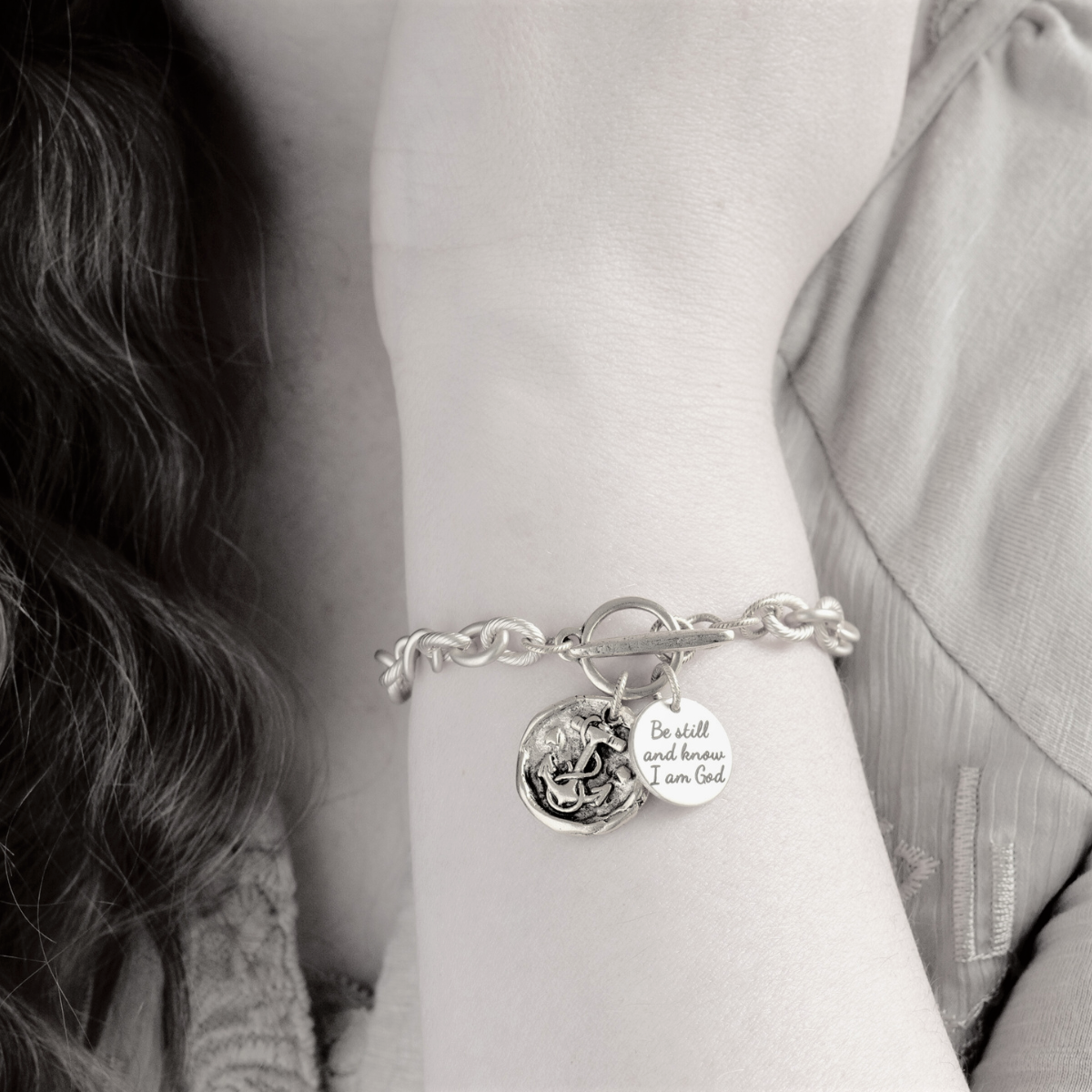 Antiqued Anchor Wax Seal Charm Bracelet | Select Your Scripture