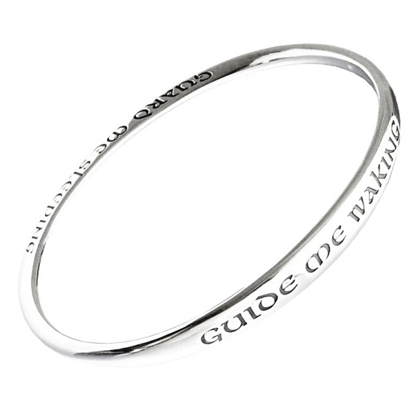 Guide Me Waking Sterling Silver Mobius Bangle Bracelet