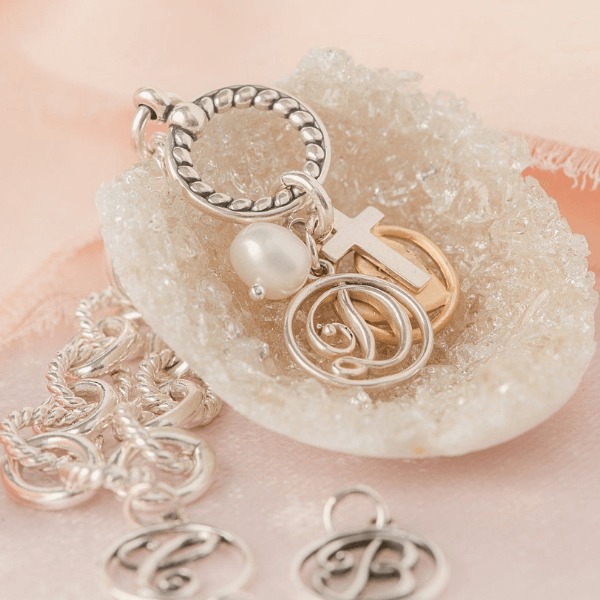 Sterling Silver Initial Charms | Cursive Disc Alphabet Letter Charm