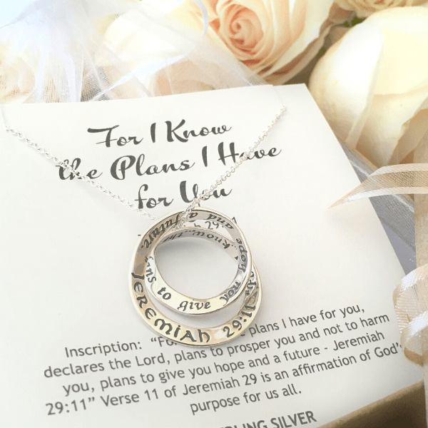 Jeremiah 29:11 Sterling Silver Double Mobius Twist Necklace