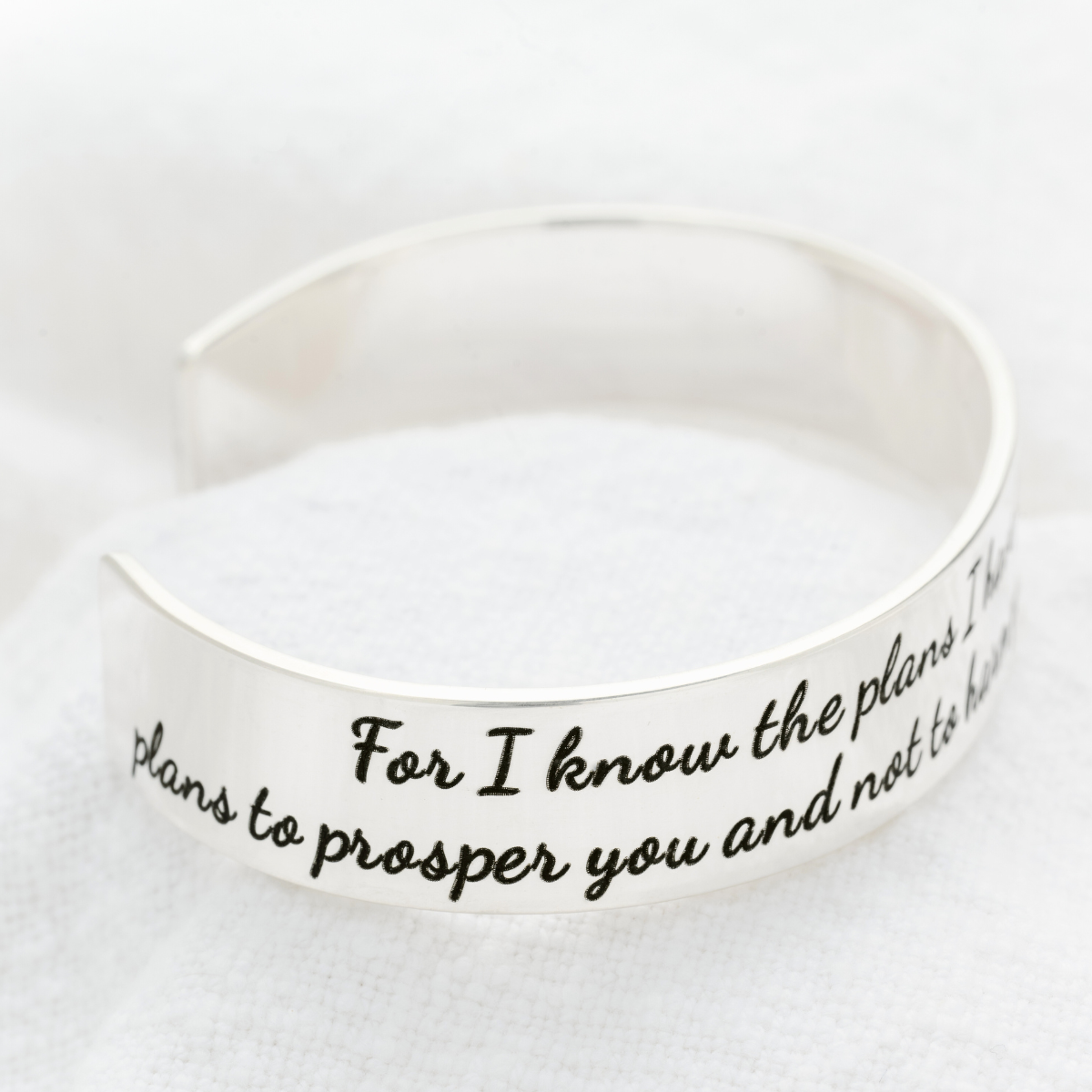 Jeremiah 29:11 Engraved Cuff Bracelet | Sterling Silver or 14k Gold