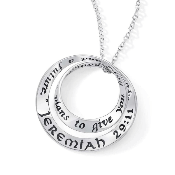 Jeremiah 29:11 Sterling Silver Double Mobius Twist Necklace