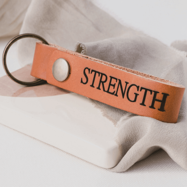 Genuine Leather Engraved Scripture Verse Keyring