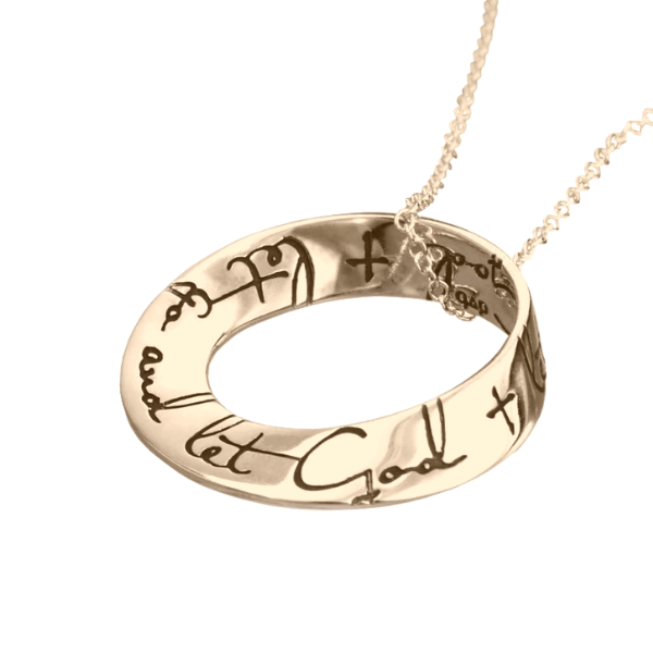 14k Gold Let Go and Let God Mobius Twist Necklace