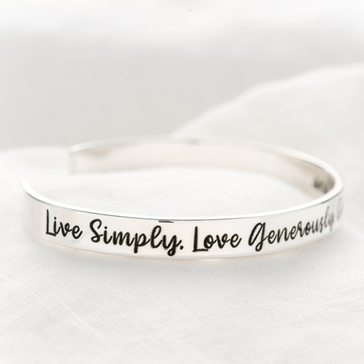 Live Simply, Love Generously, Care Deeply, Speak Kindly...and Leave the Rest to God Cuff Bracelet | Sterling Silver or 14k Gold