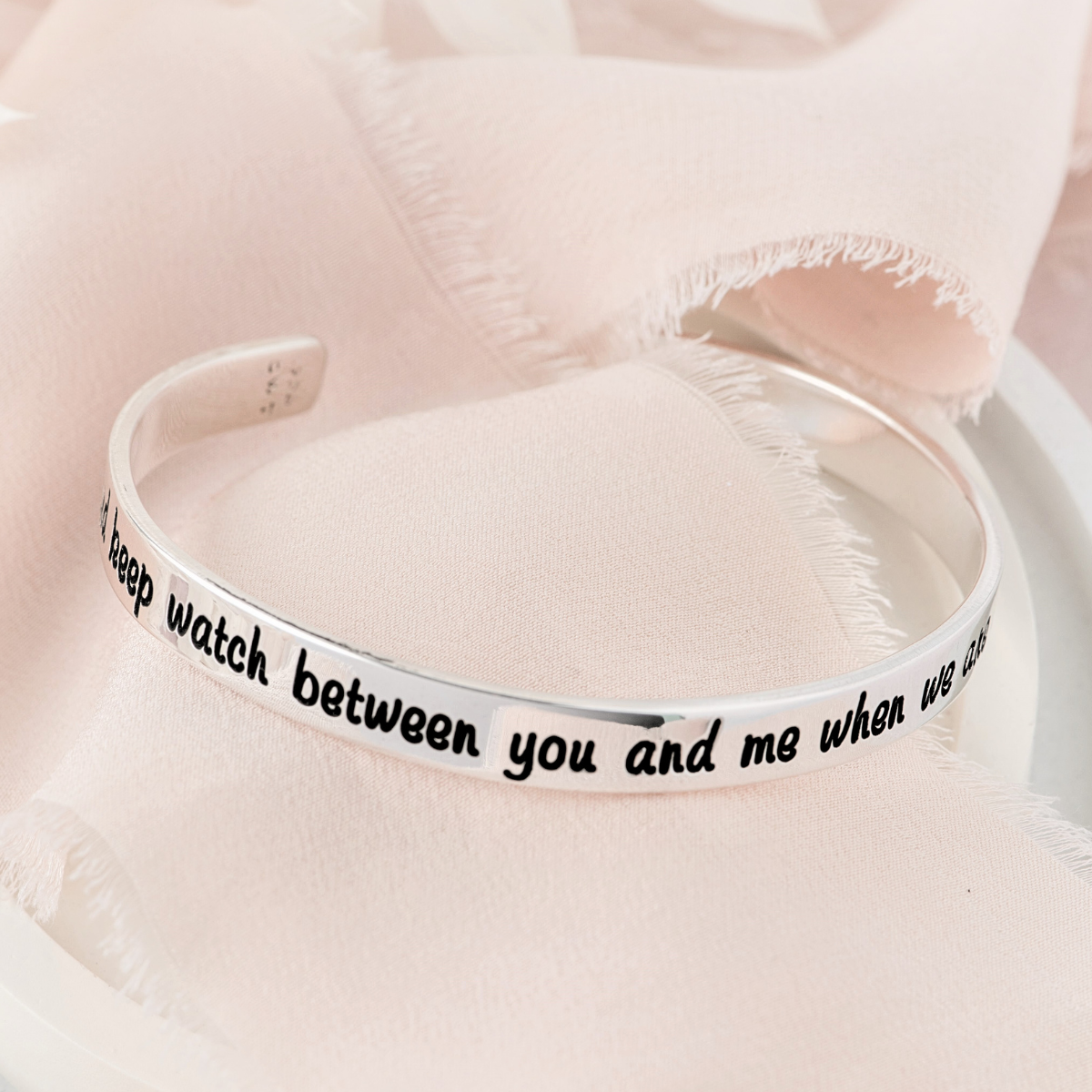 Genesis 31:49 Mizpah Cuff Bracelet | Sterling Silver or 14k Gold