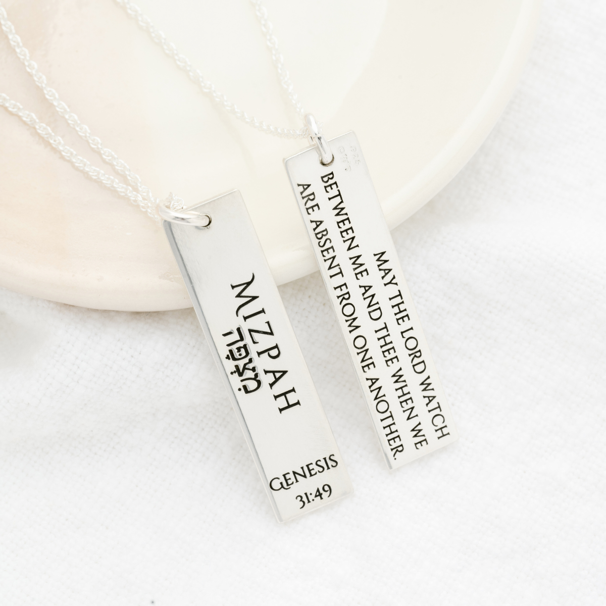 Sterling Silver Mizpah Necklace | Genesis 31:49 | Double Sided