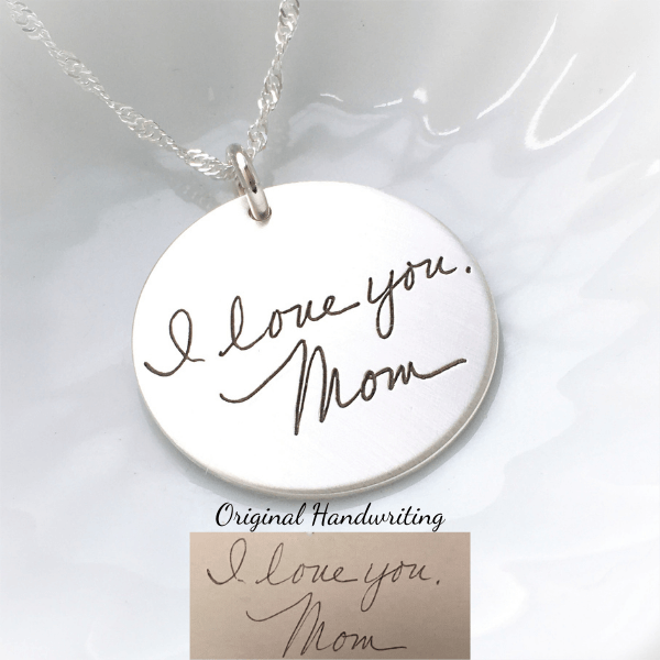 Sterling Silver Pendant Necklace | Custom Engraved with Your Actual Handwriting