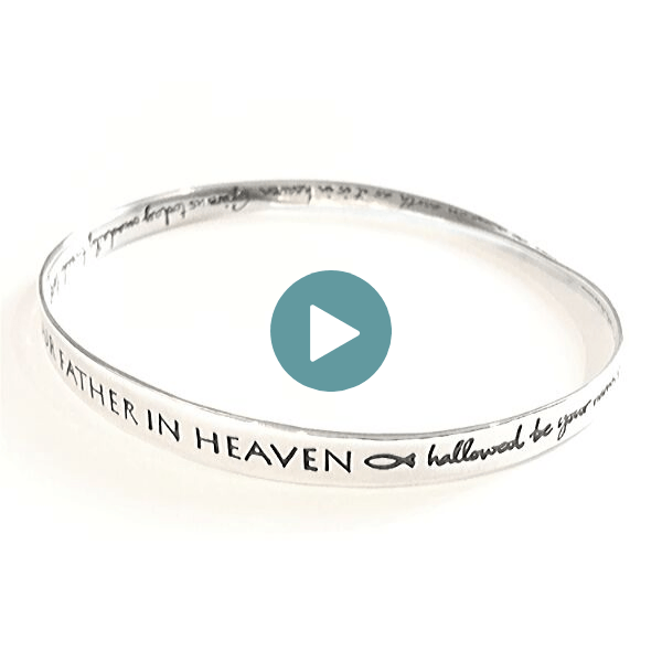 The Lord's Prayer Mobius Bangle Bracelet | Sterling Silver or 14k Gold
