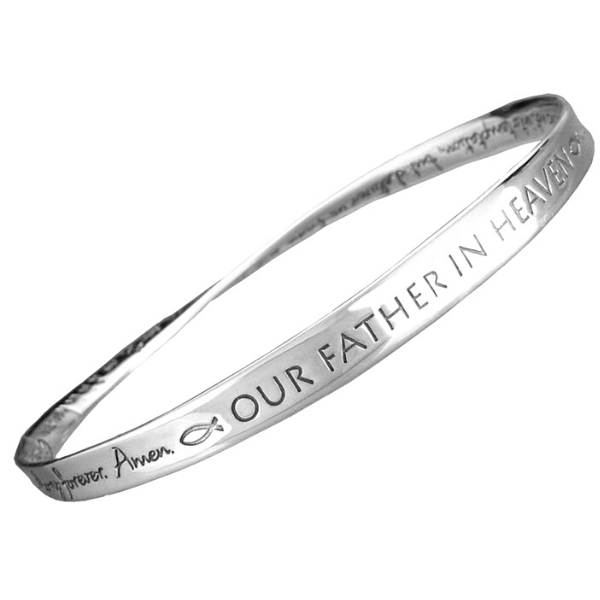 The Lord's Prayer Mobius Bangle Bracelet | Sterling Silver or 14k Gold