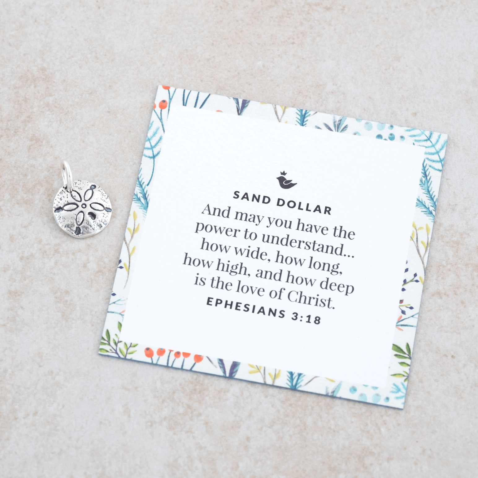 Sterling Silver Sand Dollar Pendant Necklace | Ephesians 3:18