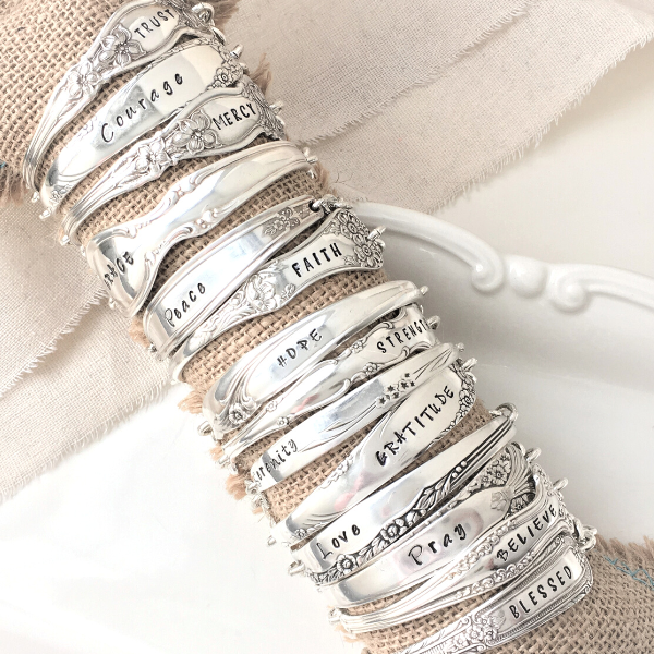 Hand-Stamped Vintage Spoon Bracelets | Choose Your Sentiment