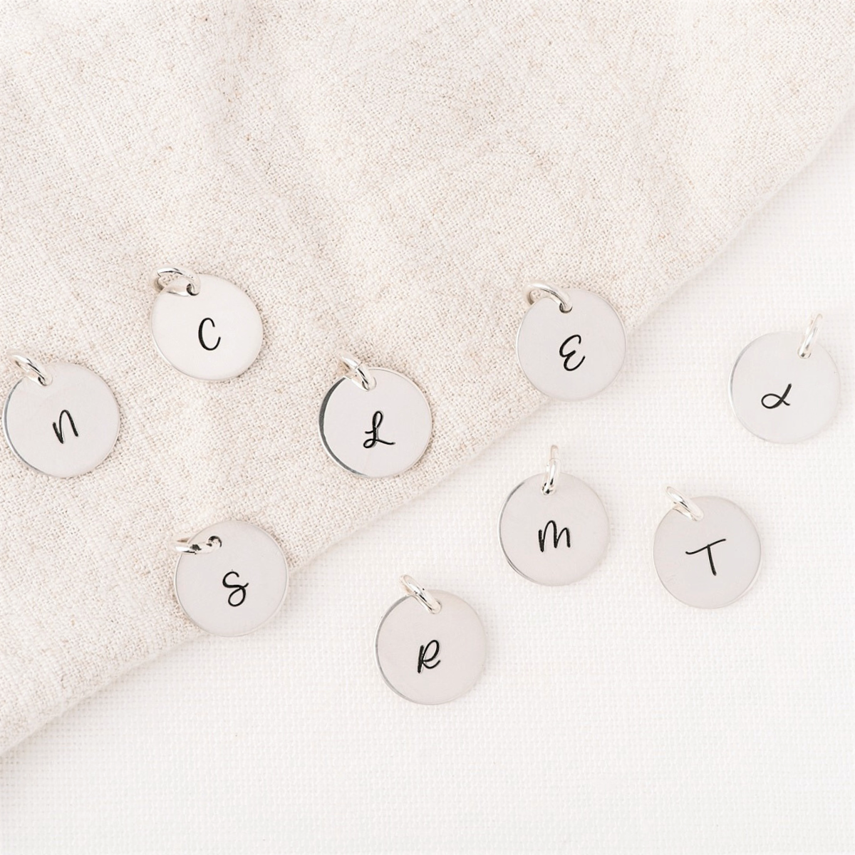 Sterling Silver Initial Charms | Engraved Script Letter Charm