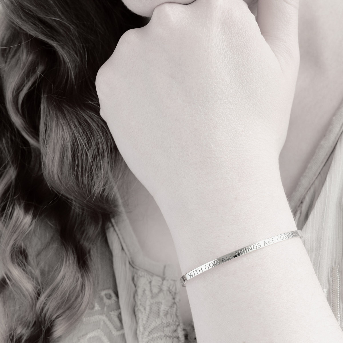 Sterling Silver Skinny Stacking Cuff Bracelet | Choose Your Verse