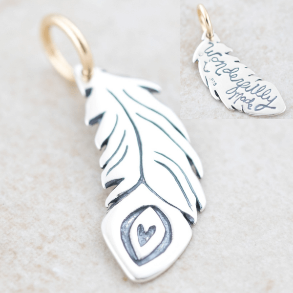 Sterling Silver Feather Pendant Necklace | Wonderfully Made | Psalm 139:14